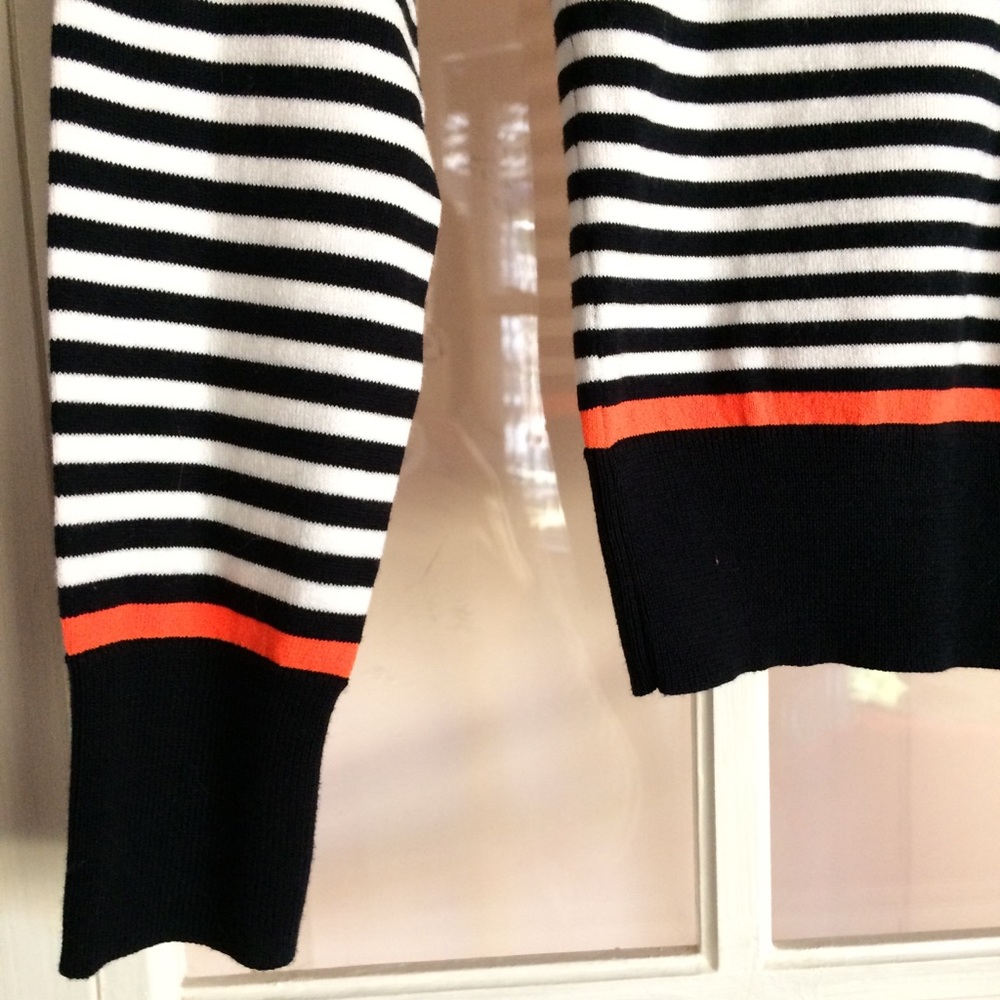 J. Crew Navy white orange striped Jackie cardigan - Picture 6 of 7